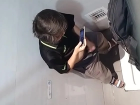 Asian boy caught jerking in toilet 4
