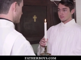 Twink catholic altar boy mason anderson fucked by father fiore during training